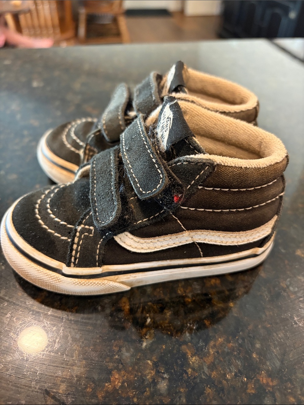 Vans Kids Black & White High-Top Velcro Sneakers